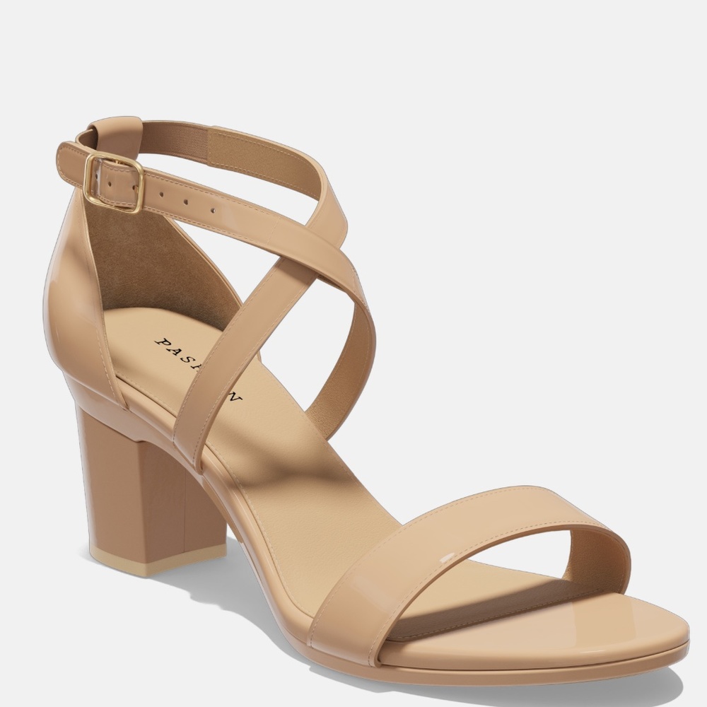 CONVERTIBLE HEEL - Pashion 1.0 The Sandal Sand Patent  Block 3 Inch